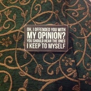 Small Opinion Block Wood Sign NWT